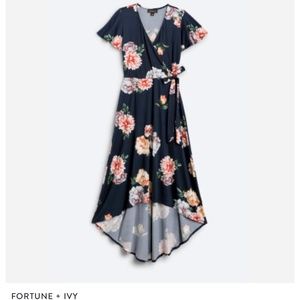 High low faux wrap dress